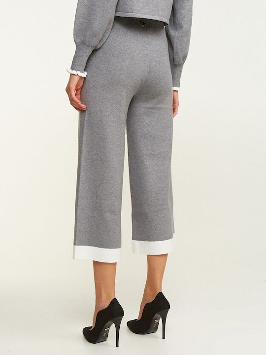 Lynne Damen Hoch tailliert Culotte mit Gummizug in Normaler Passform Gray