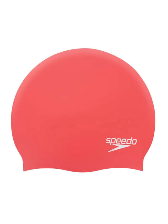 Speedo Plain Moulded Silicone Adults Swimming Cap Red