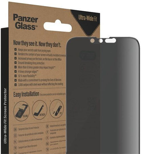 PanzerGlass Ultra-Wide Fit Privacy Full Face Tempered Glass Black (iPhone 17e / 16e / 14 / 13 / 13 Pro)