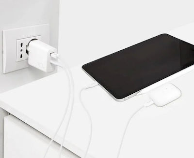 Puro Încărcător Fără Cablu cu Port USB-A și Port USB-C 30W Livrarea energiei Albς (FCMTCUSBAC30WPD)