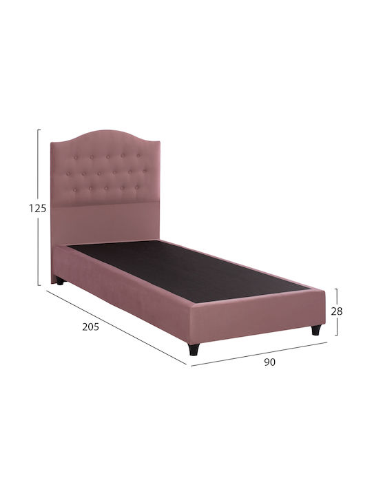 Malena Pat Single Tapitat Cu Catifea Măr Stricat Pentru Saltea 90x200cm