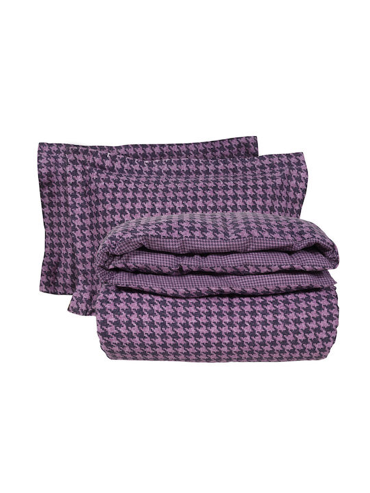 Das Home Sheet Sets Double with Elastic 150x200+35cm. Purple 4pcs