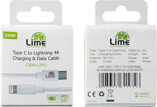 Lime LCL02 USB-C zu Lightning Kabel Weiß 2m (LCL02)