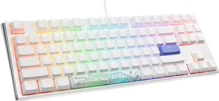 Ducky One 3 TKL Гейминг Механична Клавиатура Без ключове с Cherry MX Speed Silver суичове и RGB подсветка (Английски US) Pure White