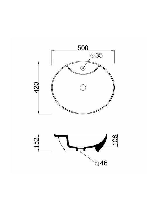 Olympia Trend 01 Επικαθήμενος Νιπτήρας Πορσελάνης 50x42cm Λευκός