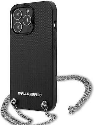 Karl Lagerfeld Textured Silicone Back Cover with Strap Black (iPhone 13 Pro)