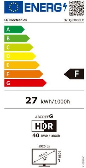 LG Smart Τηλεόραση 32" Full HD LED LQ63 HDR (2022) 32LQ63806LC