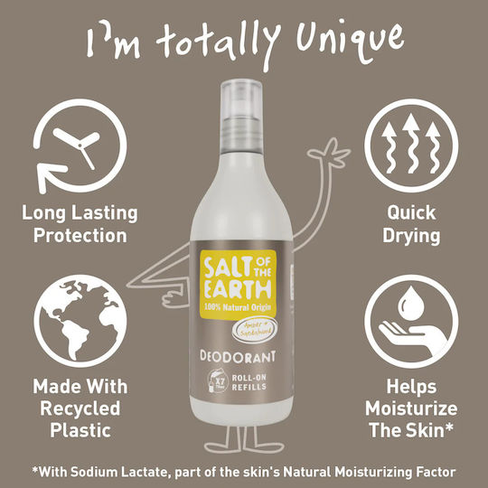Salt of the Earth Amber & Sandalwood Φυσικό Αποσμητικό Refill Χωρίς Αλουμίνιο 525ml