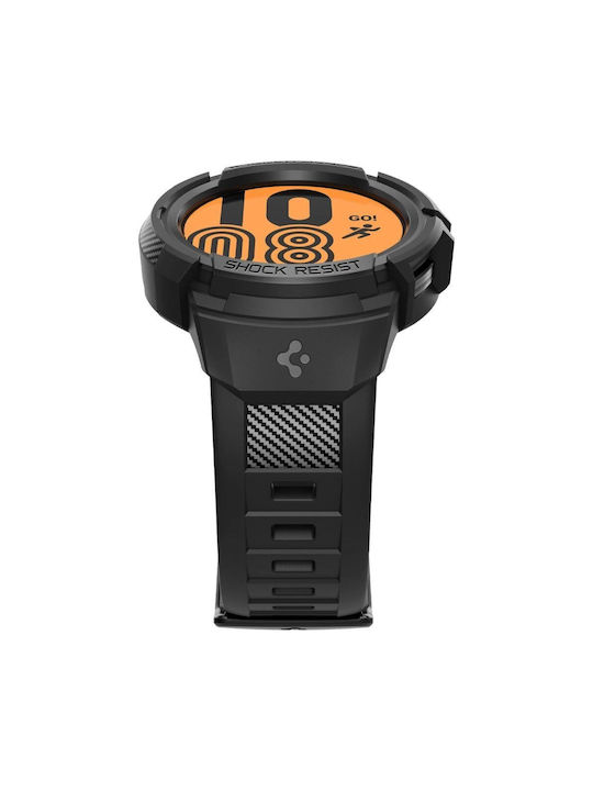 Spigen Rugged Armor Silicone Case in Black color for Galaxy Watch5 Pro