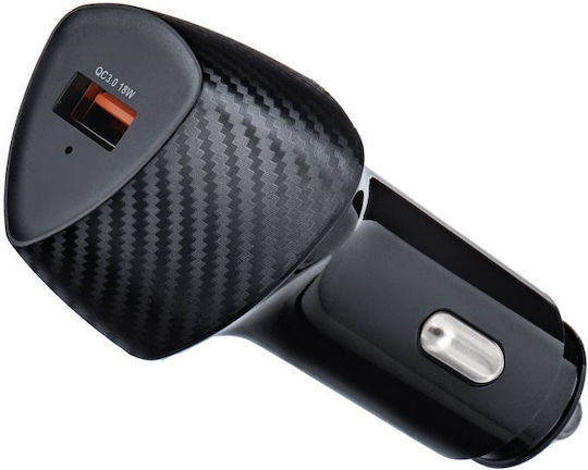 Forcell Φορτιστής Αυτοκινήτου 18W 2A με μία Θύρα: 1xUSB Μαύρο Χρώμα