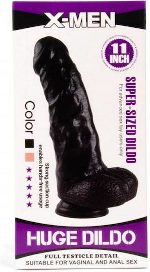 X-Men Super Sized Dildo Ρεαλιστικό Dildo με Όρχεις και Βεντούζα Black 28cm