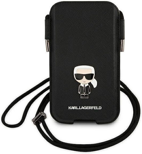Karl Lagerfeld Saffiano Metal Logo S/M Sock & Pouch Black KLHCP12MOPHKMK