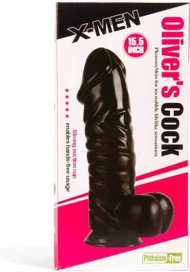 X-Men Oliver's Cock Ρεαλιστικό Dildo με Όρχεις και Βεντούζα Black 39cm