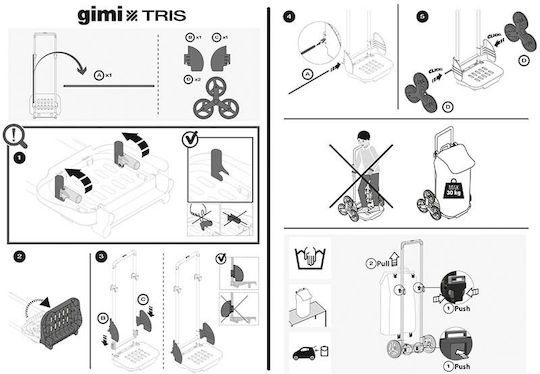 Shopping Trolley Gray 41x35x93cm