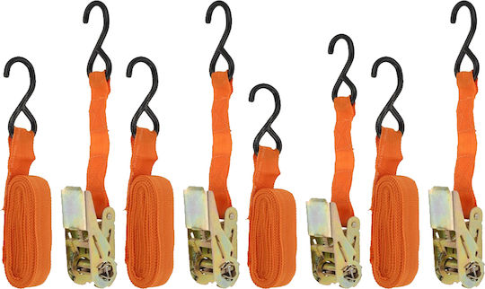 Car Luggage Strap with Ratchet Orange 400x0.4cm 4pcs