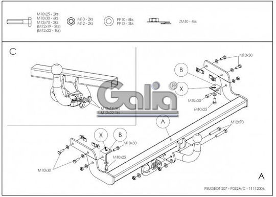 Galia Abschlepphaken Auto Peugeot 207