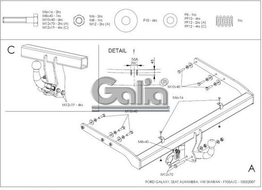 Galia Abschlepphaken Auto Ford Galaxie
