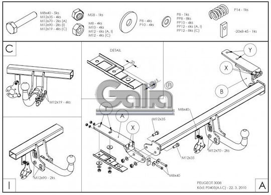 Galia Abschlepphaken Auto Peugeot 3008