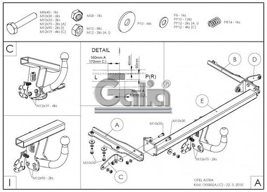 Galia Abschlepphaken Auto Opel Astra