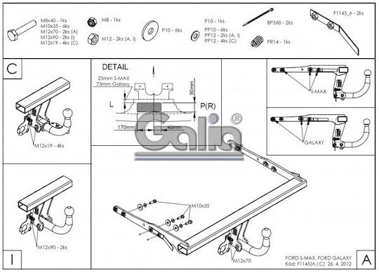 Galia Abschlepphaken Auto Ford Galaxie