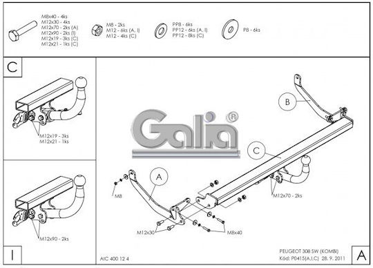 Galia Abschlepphaken Auto Peugeot 308