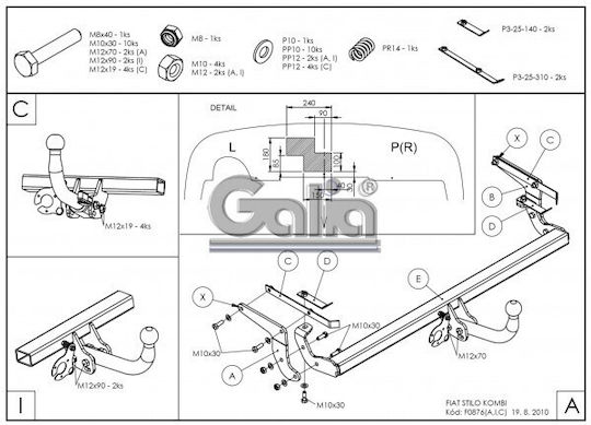 Galia Abschlepphaken Auto Fiat Stil