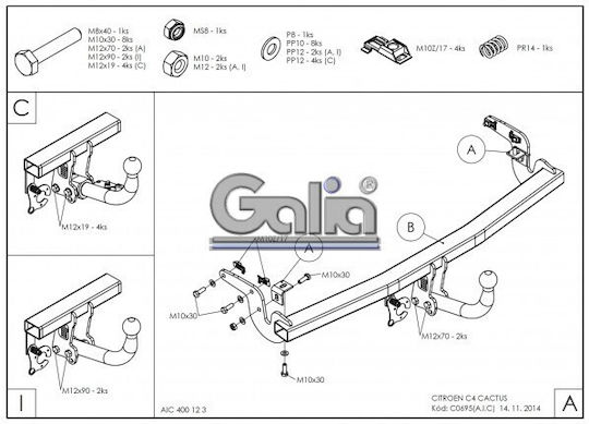 Galia Abschlepphaken Auto Citroen C4 Kaktus