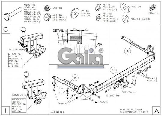 Galia Abschlepphaken Auto Honda Civic
