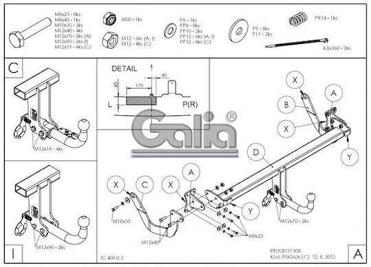Galia Abschlepphaken Auto Peugeot 508