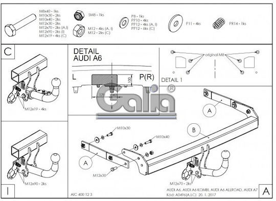 Galia Abschlepphaken Auto Audi A6