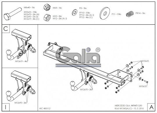 Galia Κοτσαδόρος για Mercedes-Benz GLA 2014 Αυτόματος Μέγιστης Έλξης 2000kg