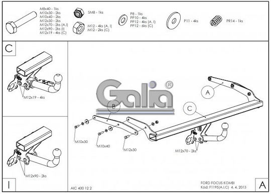 Galia Abschlepphaken Auto Ford Focus