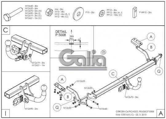 Galia Abschlepphaken Auto Peugeot 5008