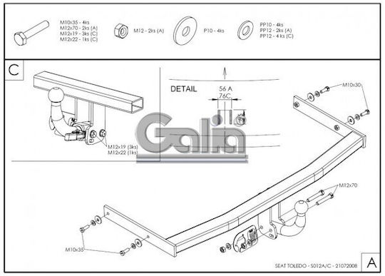 Galia Abschlepphaken Auto Seat Toledo