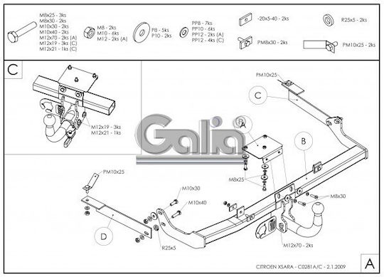 Galia Abschlepphaken Auto Citroen Xsara