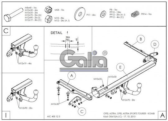 Galia Abschlepphaken Auto Opel Astra