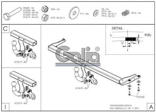 Galia Abschlepphaken Auto Volkswagen Golf
