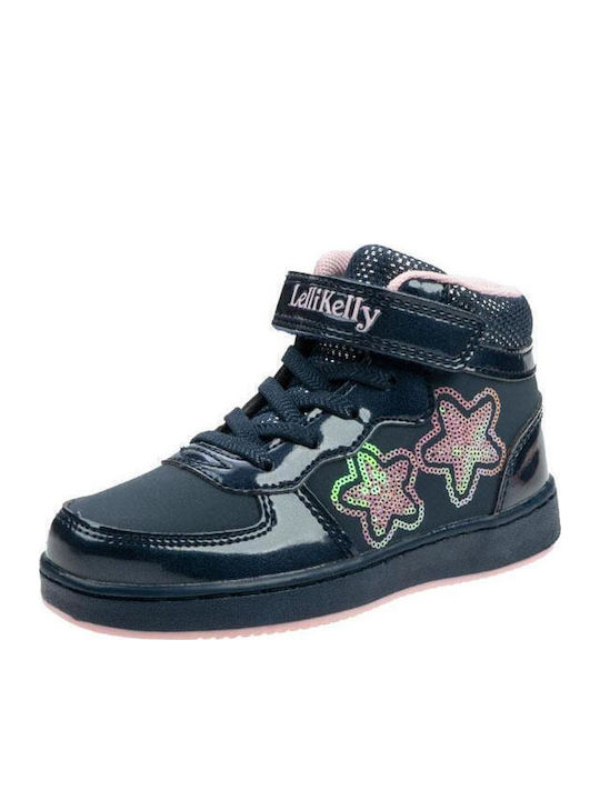 Kids Sneakers High with Scratch Navy Blue