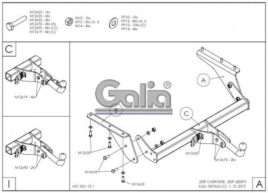 Galia Abschlepphaken Auto Jeep Cherokee