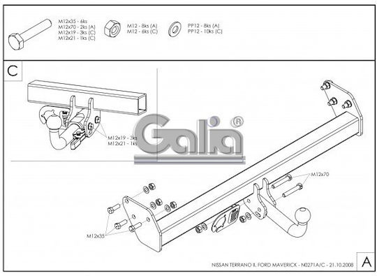 Galia Abschlepphaken Auto Ford Maverick