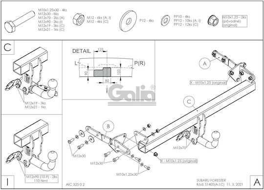 Galia Abschlepphaken Auto Subaru Forstwirt