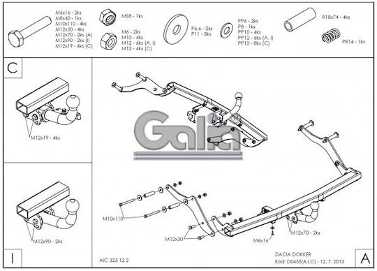 Galia Abschlepphaken Auto Renault Express