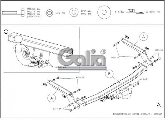 Galia Abschlepphaken Auto Peugeot 206