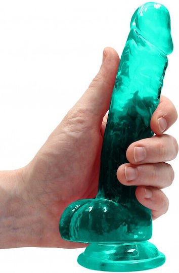 Shots Realistic Dildo With Balls Realistisches Dildo mit Hoden und Saugnapf Turquoise 17cm