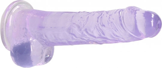 Shots Realistic Dildo with Balls Glass Dildo with Balls and Suction Cup Purple 20cm