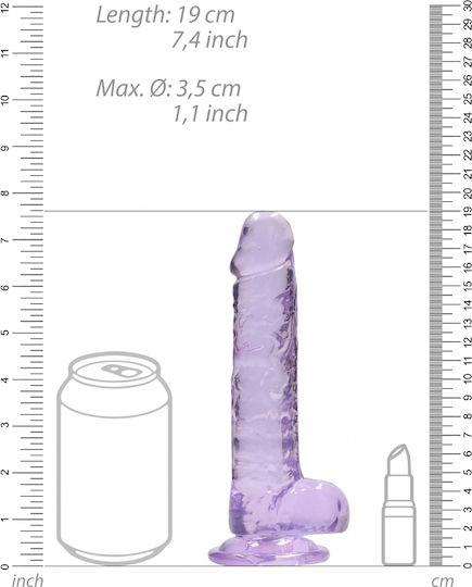 Shots Realistic Dildo with Balls Реалистично дилдо с Топки и Вендуза Лилаво 18см