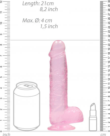 Shots Realistic Dildo with Balls Realistic Dildo with Scrotum & Suction Cup Pink 20cm