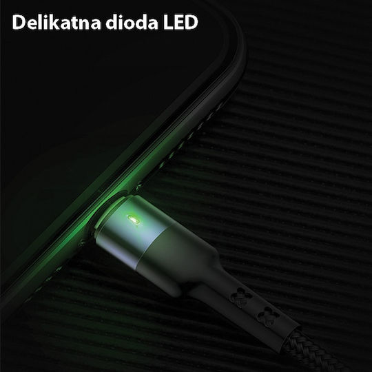 Usams SJ410 U26 Geflochten USB zu Blitzschlag / Typ-C,TC-TC / Micro-USB Kabel 2A Schwarz 0.35m (SJ410USB01)