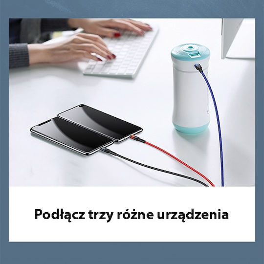 Usams SJ410 U26 Geflochten USB zu Blitzschlag / Typ-C,TC-TC / Micro-USB Kabel 2A Schwarz 0.35m (SJ410USB01)