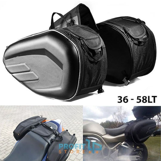 Motorcycle Saddle Side Bag Set 58lt in Black Colour